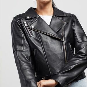 Ena Pelly Black Leather Moto Jacket